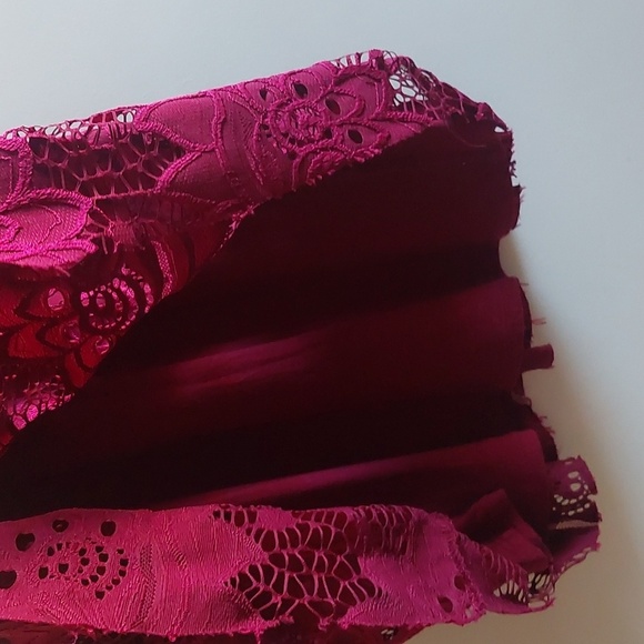 Free People Take The Town Lace Mini dress 8 Burgundy Red Sz 4 Bohemian Prom - Picture 7 of 7